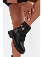 Dámské zateplené workery Selita s ozdobným páskem – černé Dámské zateplené workery Selita s ozdobným páskem – černé