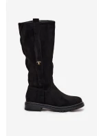 Dámské zateplené kozačky na nízkém podpatku z Delyssa – černé