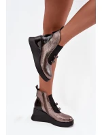 Dámské kotníkové boty na platformě D&A – metalické