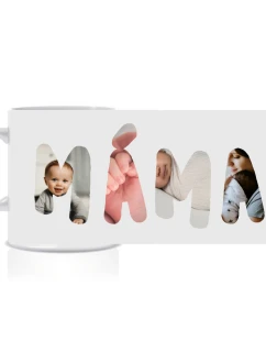 Personalizovaný klasický bílý keramický hrníček 300 ml - Máma/táta/babi/děda z fotek