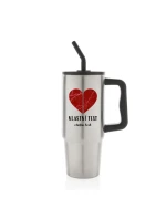 Personalizovaná termoska s barevným víčkem - dvě mapy jako srdce