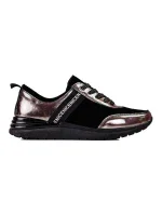 Praktické šedo-stříbrné tenisky dámské bez podpatku Praktické šedo-stříbrné tenisky dámské bez podpatku