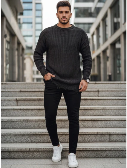 Pánský tmavě šedý svetr FashionStreet WX1964