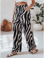 Dámské pruhované kalhoty se širokými nohavicemi ZEBRAVIBE béžovo-černé FashionStreet UY2653
