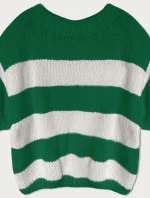 Volný zelený dámský pruhovaný svetr (761ART)