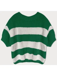 Volný zelený dámský pruhovaný svetr model 19735953 - MADE IN ITALY