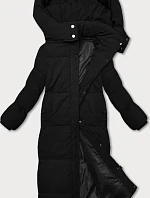 Dlouhý kabát rovného střihu černý (WD202229)