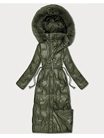 Dámská dlouhá prošívaná zimní bunda khaki (T2-2221#-22) Dámská dlouhá prošívaná zimní bunda khaki (T2-2221#-22)