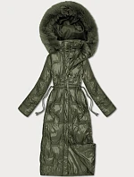 Dámská dlouhá prošívaná zimní bunda khaki (T2-2221#-22)