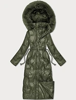 Dámská dlouhá prošívaná zimní bunda khaki (T2-2221#-22)