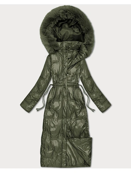 Dámská dlouhá prošívaná zimní bunda khaki (T2-2221#-22) Dámská dlouhá prošívaná zimní bunda khaki (T2-2221#-22)