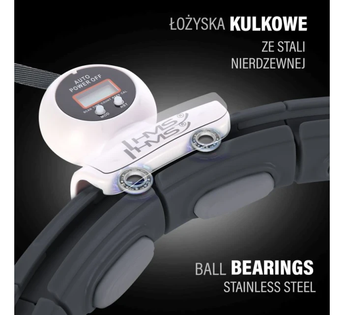 MAGNETICKÝ HULA HOP SET ČERNÝ HHM15 S POČÍTADLEM HMS + ZEŠTÍHLUJÍCÍ PÁS BR163 ČERVENÝ