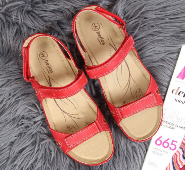 Kožené sandály na suchý zip červené W Helios 205 dámské