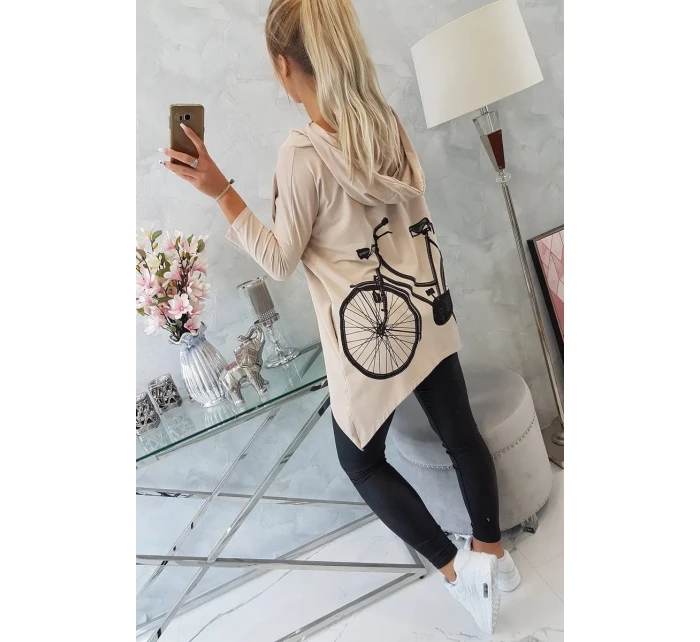 Mikina s potiskem jízdního kola béžová
