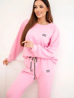Dámská souprava máslová z viskózy s mikinou a kalhotami světle růžová