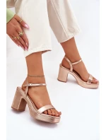 Eko Kožené Sandály Na Podpatku Růžové Zlato model 21699459 - Boto