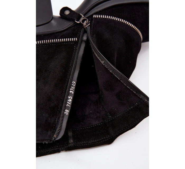 Kožené dámské kotníkové boty s lemem  Černé model 21714270 - Maciejka