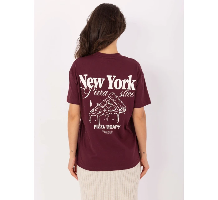 T shirt model 21253125 bordowy - FPrice