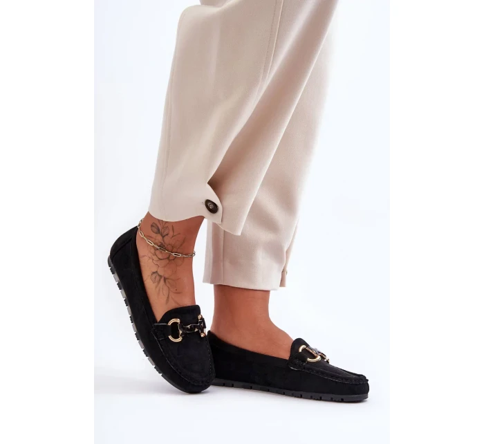 Kožené Dámské Mokasíny S Ozdobou Černé Dionira Kožené Dámské Mokasíny S Ozdobou Černé Dionira