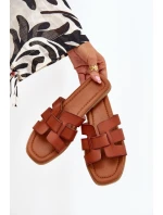 Dámské pantofle na nízkém podpatku – camel Mirona Dámské pantofle na nízkém podpatku – camel Mirona