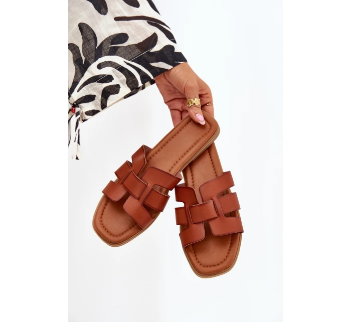 Dámské pantofle na nízkém podpatku – camel Mirona Dámské pantofle na nízkém podpatku – camel Mirona