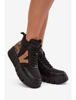 Dámské kotníkové boty na platformě z pravé kůže Vinceza – černé