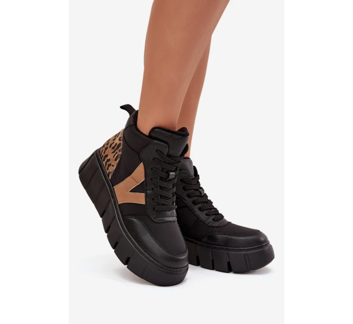 Dámské kotníkové boty na platformě z pravé kůže Vinceza – černé