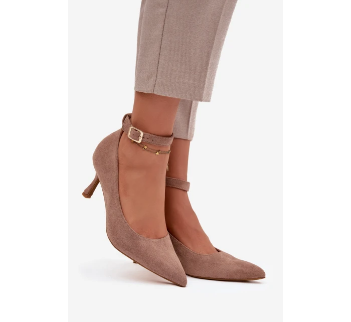 Lodičky z eko semiše Devoria – tmavě béžové