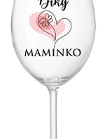 DÍKY MAMINKO - čirá sklenice na víno 350 ml