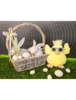 KUŘE SE SKLENICEMI 19CM JARNÍ DEKORACE