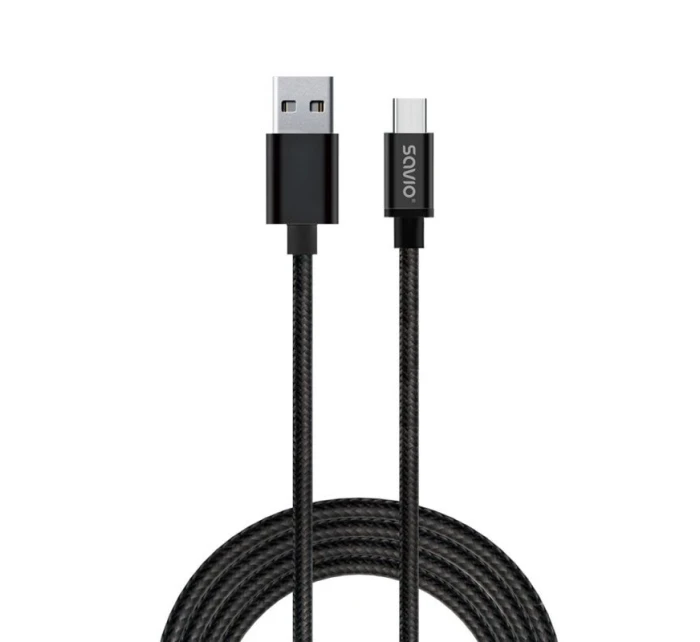Kabel SAVIO CL-129 (USB typ C - USB 2.0 typ A ; 2 m; černá barva)