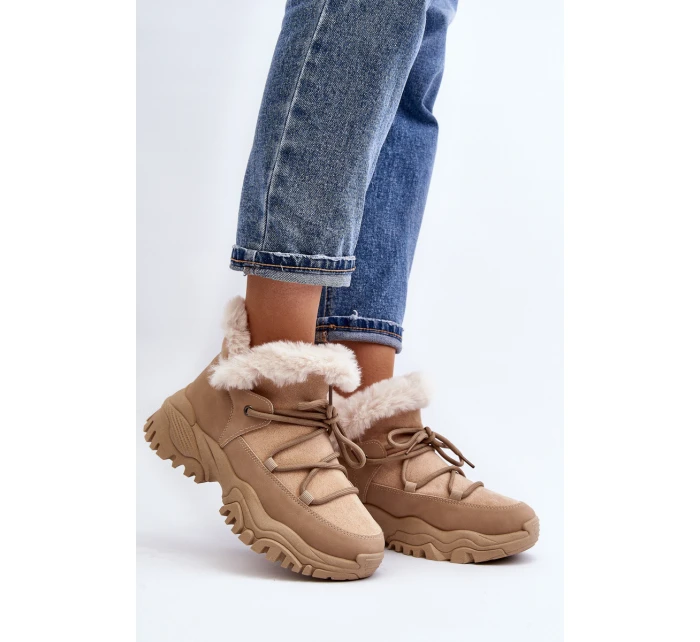 Dámské zimní boty s kožešinou v béžové barvě model 21644000 - EVENTO