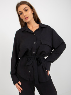 Černá dámská oversize košile s límečkem