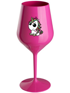 DUHOVÝ JEDNOROŽEC - růžová nerozbitná sklenice na víno 470 ml
