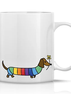 JEZEVČÍK - klasický bílý keramický hrníček 300 ml