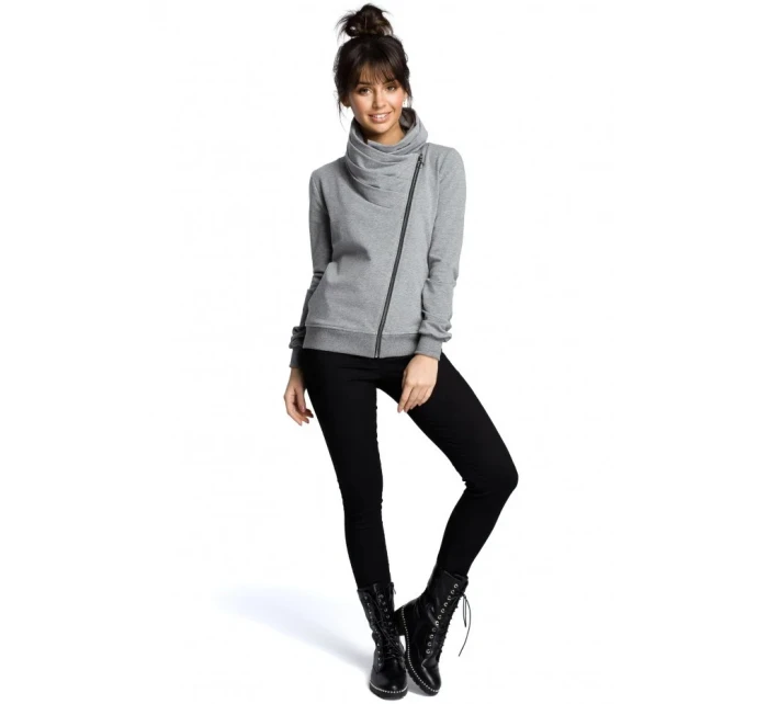 Dámská mikina na zip model 21941160 šedá - BeWear Dámská mikina na zip model 21941160 šedá - BeWear