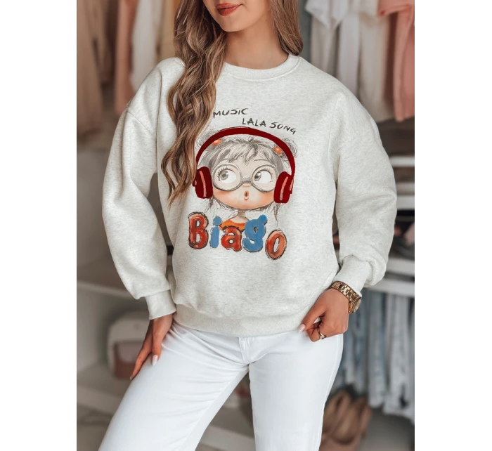 Dámská mikina s potiskem LALA VIBE šedá FashionStreet BY1503