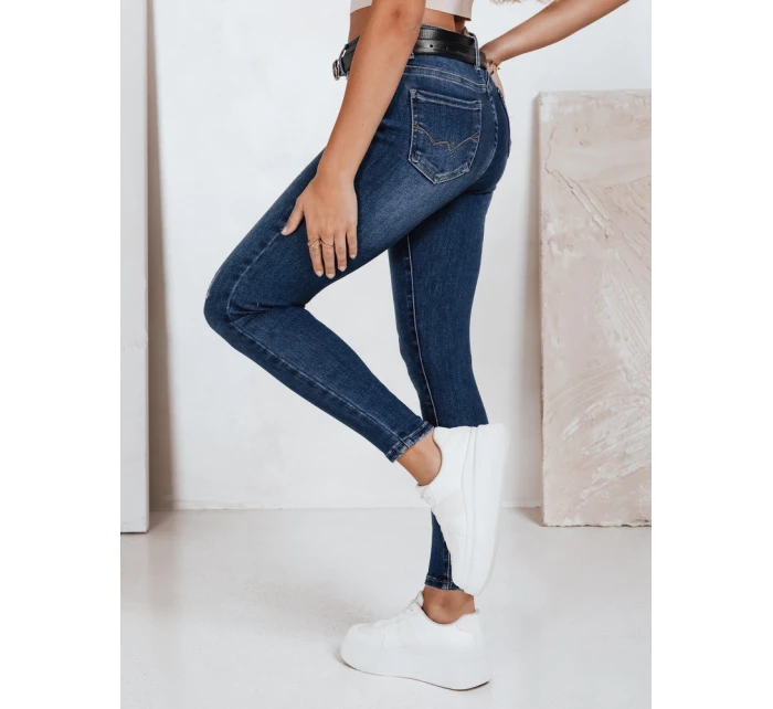 Dámské skinny džíny s vysokým pasem tmavě modré FashionStreet UY2823 Dámské skinny džíny s vysokým pasem tmavě modré FashionStreet UY2823