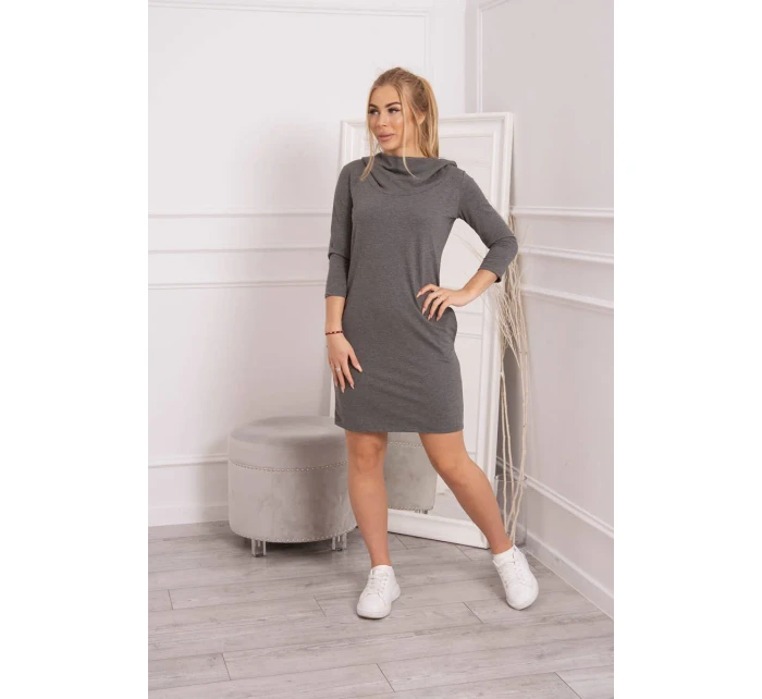 Šaty s kapucí a kapsami graphite melange