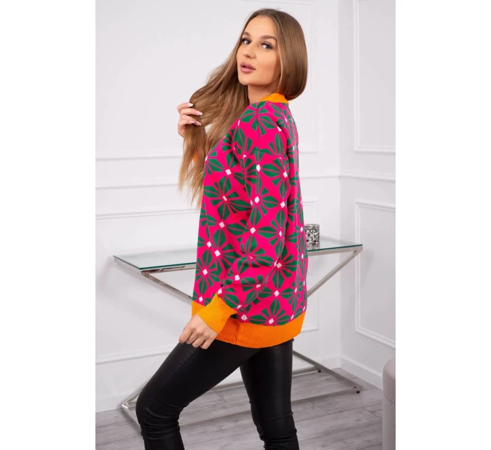 Svetr s geometrickým motivem fuchsiový