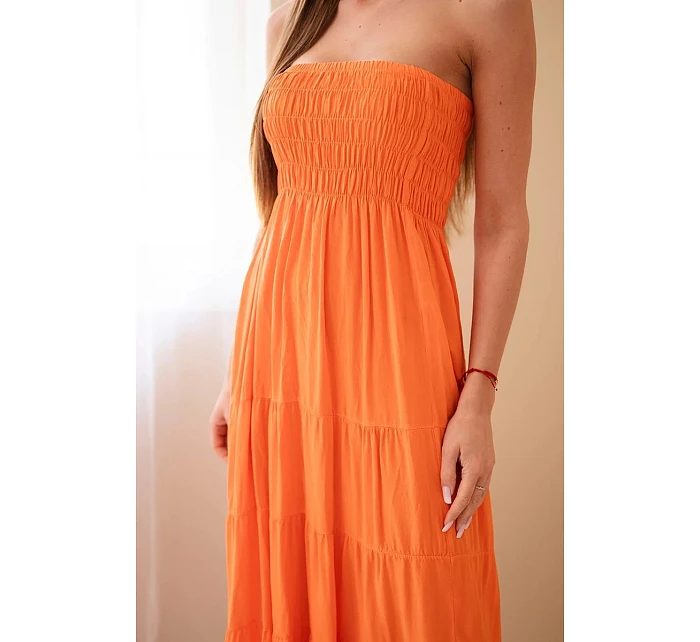 Dámské viskózové šaty s elastickým vrškem oranžová