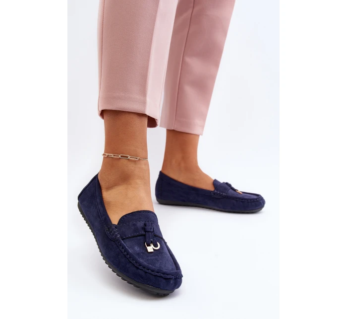 Dámské modré klasické semišové mokasíny model 21651261 - Boto