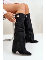 Dámské Kozačky Eko Semišové S Svrškem Na Černé model 21672143 - Boto
