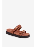 Dámské nazouváky s pásky a zlatými sponami Camel model 22032140 - Boto