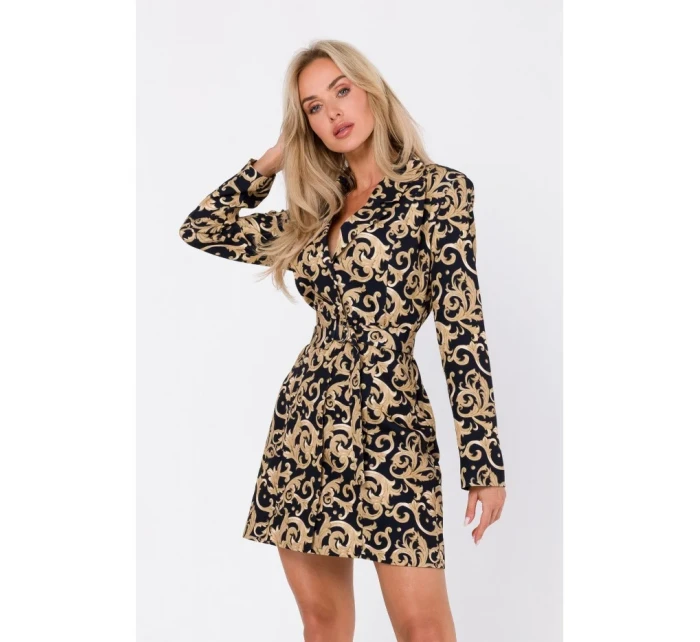 M750 Blejzrové šaty s potiskem a páskem - model 1