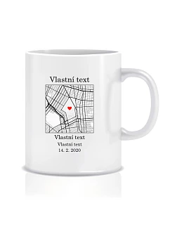 Personalizovaný klasický bílý keramický hrníček 300 ml s mapou