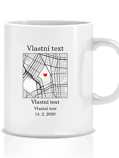 Personalizovaný klasický bílý keramický hrníček 300 ml s mapou