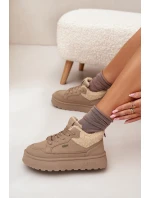 Dámské zateplené sportovní boty na platformě SS274105 Béžová - Big Star Dámské zateplené sportovní boty na platformě SS274105 Béžová - Big Star