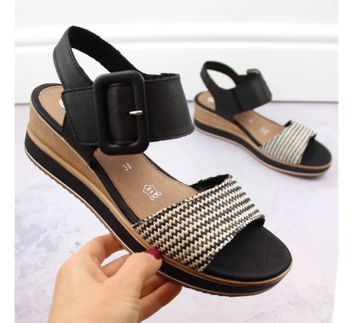 Remonte W RKR646 kožené sandály na platformě