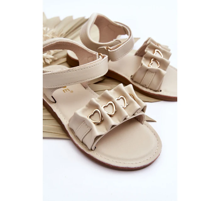 Dětské sandály se suchým zipem srdce béžová Havana